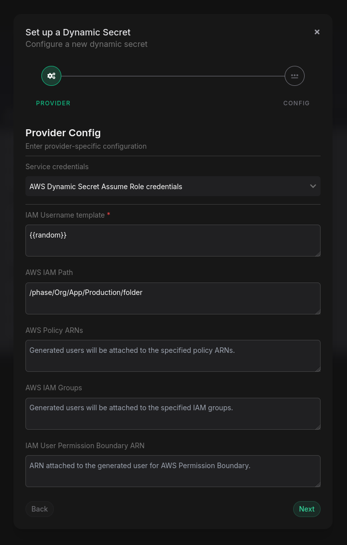 aws iam config