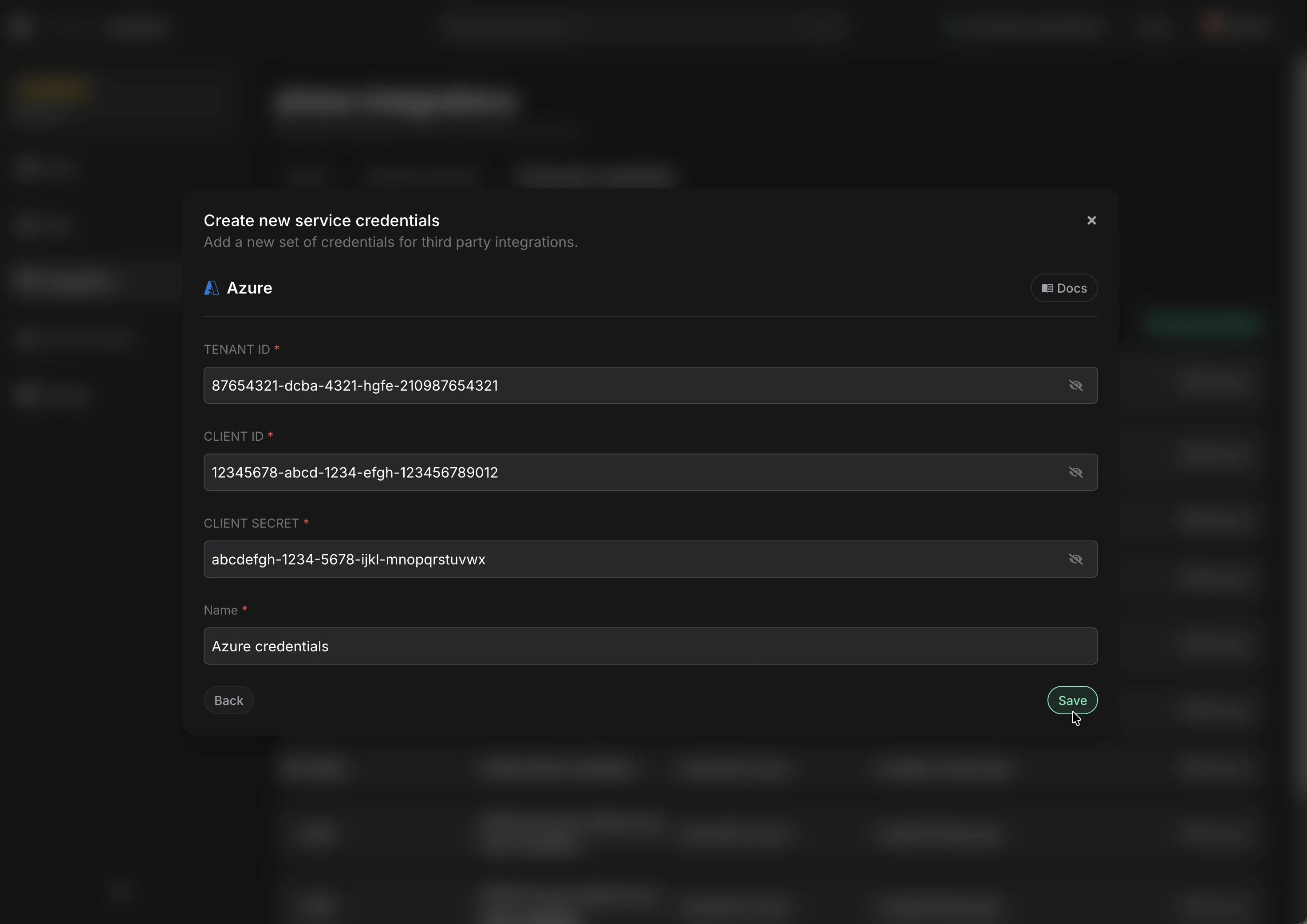 Create new Azure creds