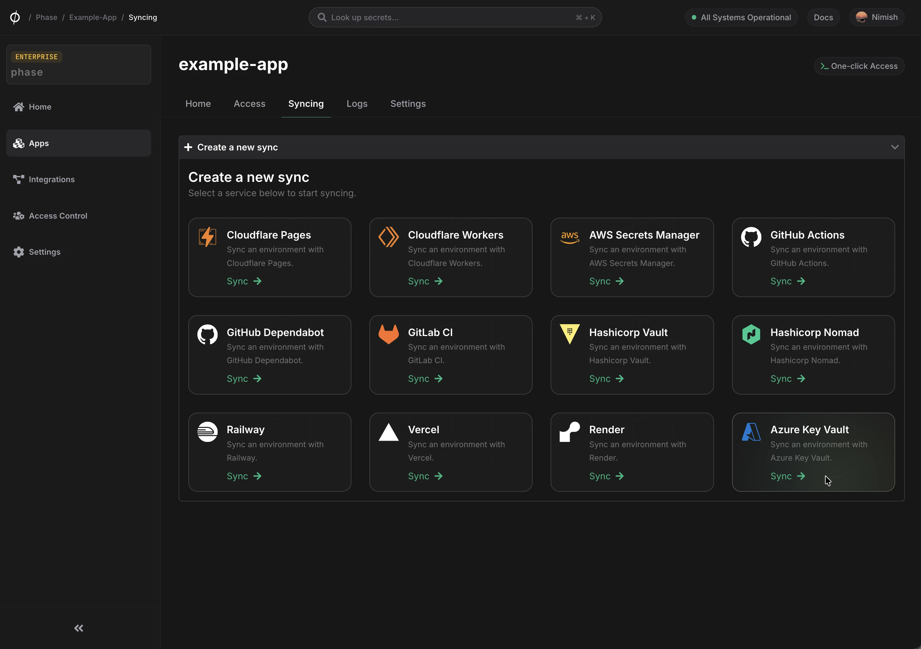 Select Azure KV sync provider